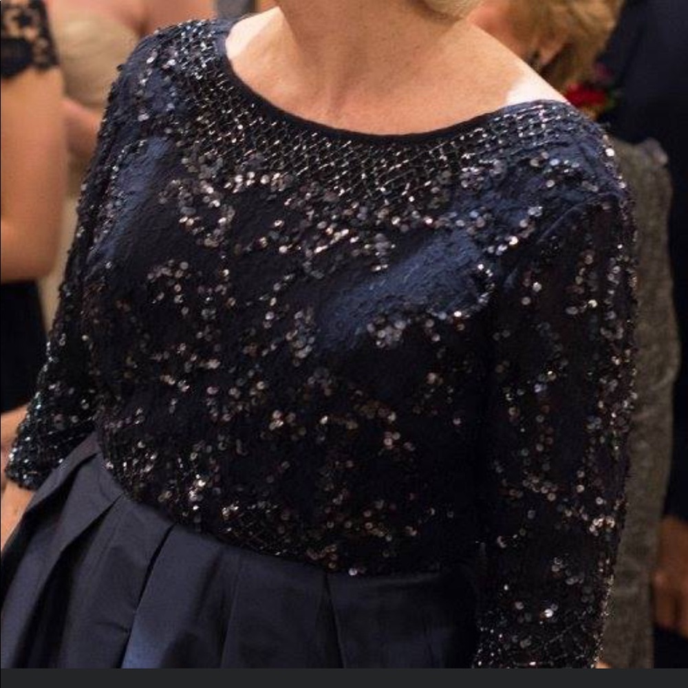 BHLDN Sequin and Taffeta Navy Gown - Picture 2 of 8